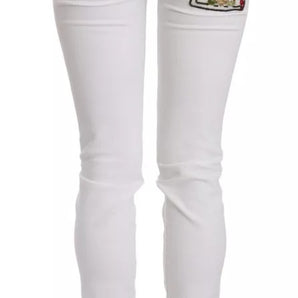 Dolce & Gabbana White Crystal Embellished Skinny Jeans