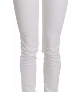 Dolce &amp; Gabbana White Crystal Embellished Skinny Jeans