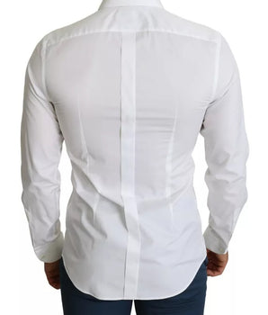 Dolce &amp; Gabbana White Formal Tuxedo Dress GOLD Shirt