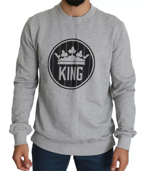 Suéter de algodón con estampado de corona y rey ​​gris de Dolce &amp; Gabbana