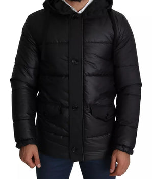 Chaqueta acolchada Dolce &amp; Gabbana de poliéster con capucha negra para hombre