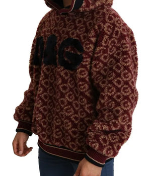 Suéter oversize con capucha de lana en beige y rojo de Dolce &amp; Gabbana