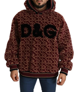 Suéter oversize con capucha de lana en beige y rojo de Dolce &amp; Gabbana