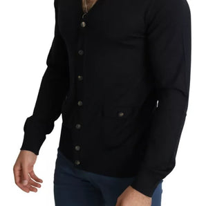 Suéter cárdigan de lana negra con botones para hombre de Dolce &amp; Gabbana