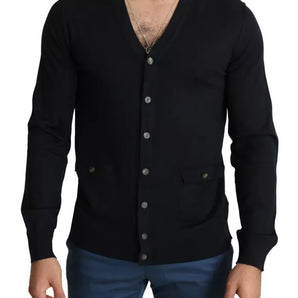 Suéter cárdigan de lana negra con botones para hombre de Dolce &amp; Gabbana
