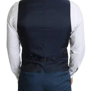 Dolce &amp; Gabbana Navy Blue Men Formal Dress Waistcoat Vest