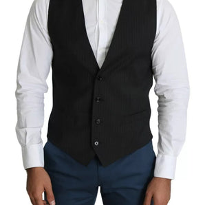 Dolce &amp; Gabbana Black Men Formal STAFF Dress Waistcoat Vest