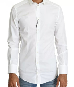 Camisa Dolce &amp; Gabbana de algodón blanco y dorado