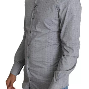 Dolce &amp; Gabbana Gray SICILY Dotted Semi Fitted Formal Shirt