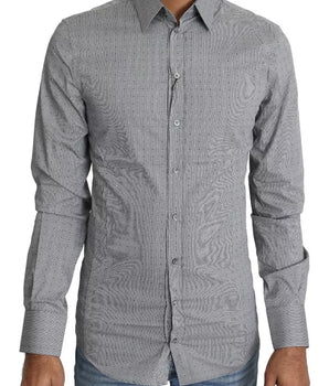 Camisa formal semiajustada con lunares SICILY en gris de Dolce &amp; Gabbana