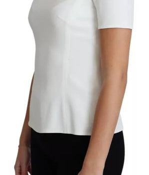 Dolce & Gabbana White Viscose Stretch Short Sleeves Blouse Top