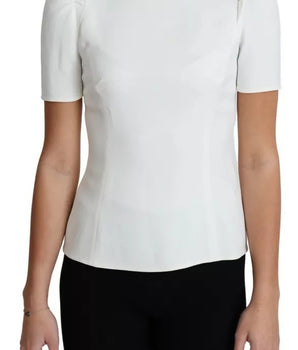 Dolce & Gabbana White Viscose Stretch Short Sleeves Blouse Top