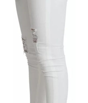 Vaqueros blancos desgastados de algodón de Dolce &amp; Gabbana