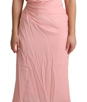 Dolce &amp; Gabbana Pink Silk Stretch Strapless Sheath Midi Dress