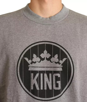 Suéter de algodón gris Crown King de Dolce &amp; Gabbana