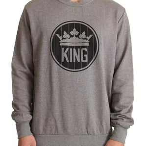 Suéter de algodón gris Crown King de Dolce &amp; Gabbana