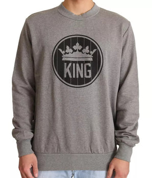 Suéter de algodón gris Crown King de Dolce &amp; Gabbana