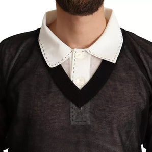 Suéter de una pieza con camisa blanca y negra de Dolce &amp; Gabbana