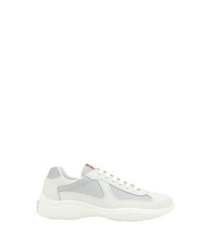 Prada White Calf Leather Bos Taurus Low Top Sneakers