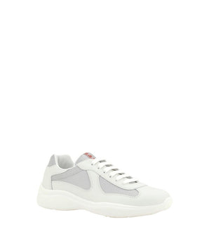Prada White Calf Leather Bos Taurus Low Top Sneakers