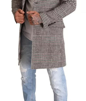 Chaqueta gabardina larga a cuadros grises de Dolce &amp; Gabbana