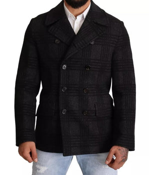 Gabardina negra de lana a cuadros de Dolce &amp; Gabbana