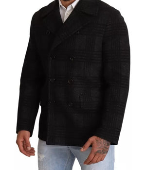 Gabardina negra de lana a cuadros de Dolce &amp; Gabbana