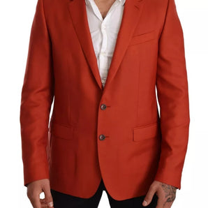 Dolce &amp; Gabbana Orange MARTINI Cashmere Silk Coat Blazer