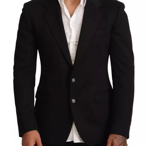 Dolce &amp; Gabbana Black Cotton Slim Fit Coat Blazer Jacket