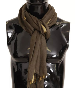 Bufanda cruzada de cachemira con flecos y rayas verdes de Dolce &amp; Gabbana