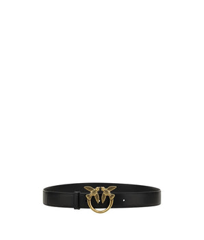 PINKO Black Calf Leather Bos Taurus Regular Belt