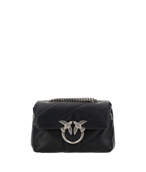 PINKO Black Calf Leather Bos Taurus Shoulder Bag