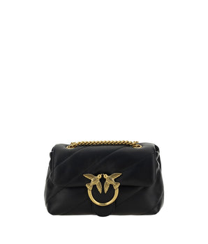 PINKO Black Calf Leather Bos Taurus Shoulder Bag