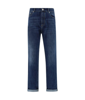 Brunello Cucinelli Blue Cotton Straight-Leg Jeans