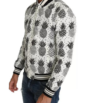 Chaqueta bomber con estampado de piña en blanco y negro de Dolce &amp; Gabbana