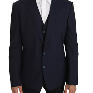 Dolce &amp; Gabbana Blue Wool MARTINI Blazer Vest 2 Piece