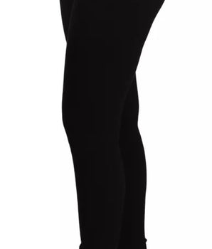 Dolce &amp; Gabbana Black High Waist Stretch Pants Tights