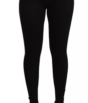 Dolce &amp; Gabbana Black High Waist Stretch Pants Tights