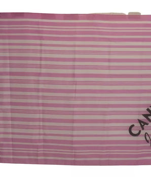 Dolce &amp; Gabbana Pink White Striped Cannes Wrap Shawl Scarf