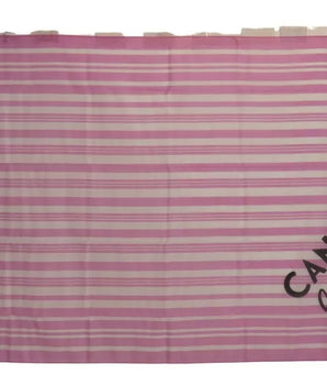 Dolce &amp; Gabbana Pink White Striped Cotton Wrap Shawl Scarf