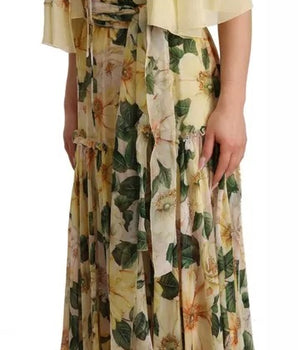 Dolce &amp; Gabbana Multicolor Silk Floral Print Long Maxi Dress