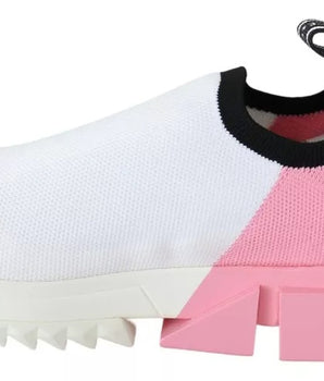 Dolce &amp; Gabbana Pink White Logo Sorrento Sneakers Shoes