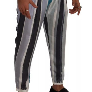 Pantalones cónicos de seda a rayas azules de Dolce &amp; Gabbana
