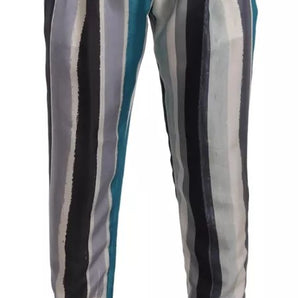 Pantalones cónicos de seda a rayas azules de Dolce &amp; Gabbana