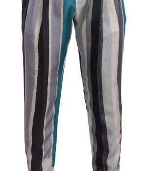 Pantalones cónicos de seda a rayas azules de Dolce &amp; Gabbana