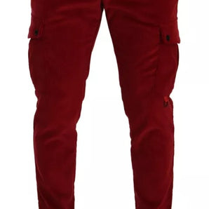 Pantalones cargo ajustados de algodón y pana roja de Dolce &amp; Gabbana