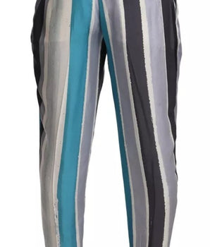 Pantalones cónicos de seda a rayas multicolor de Dolce &amp; Gabbana