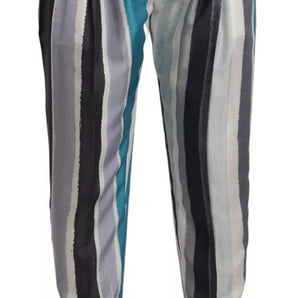Pantalones cónicos de seda a rayas multicolor de Dolce &amp; Gabbana