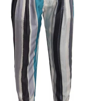 Pantalones cónicos de seda a rayas multicolor de Dolce &amp; Gabbana