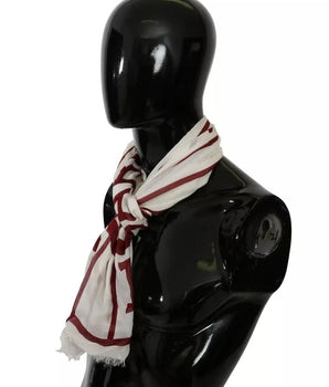 Dolce &amp; Gabbana White Red Printed Wrap Shawl Modal Scarf